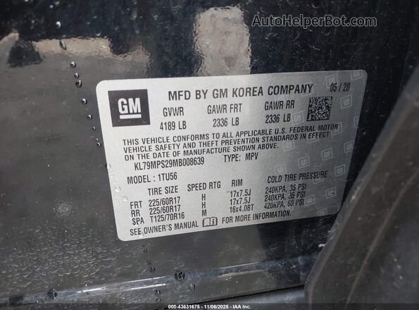 KL79MPS29MB008639 2021 CHEVROLET TRAILBLAZER Black Вид підкапотного простору