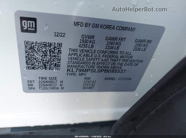 KL79MPSL0PB095537 2023 CHEVROLET TRAILBLAZER Белый Вид подкапотного пространства