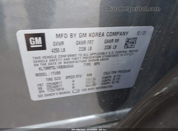 KL79MPSL1NB084544 2022 CHEVROLET TRAILBLAZER Серый Вид подкапотного пространства