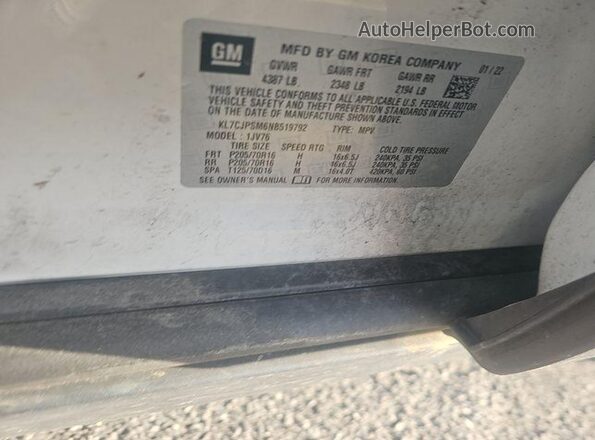 KL7CJPSM6NB519792 2022 CHEVROLET TRAX  Vista del cuadro de instrumentos