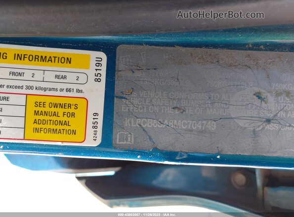 KL8CB6SA8MC704749 2021 CHEVROLET SPARK Синий Вид подкапотного пространства