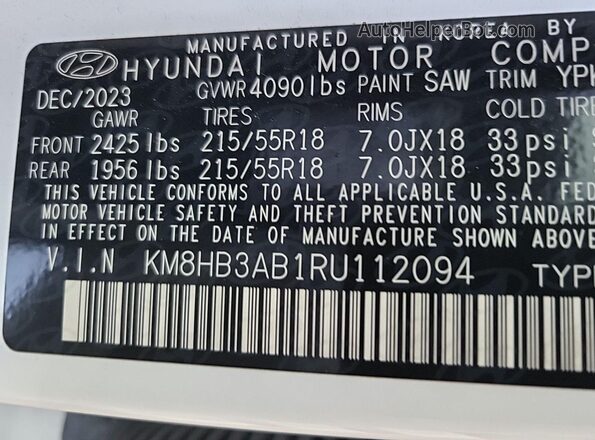 KM8HB3AB1RU112094 2024 HYUNDAI KONA  