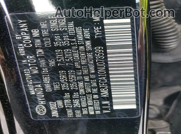 KM8JFCA10NU073599 2022 HYUNDAI TUCSON Черный Вид подкапотного пространства