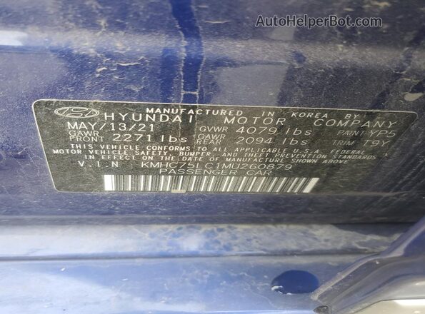 KMHC75LC1MU260879 2021 HYUNDAI IONIQ Синий Вид подкапотного пространства