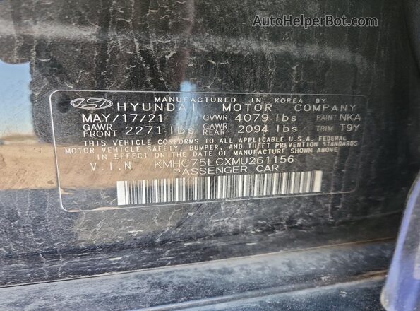 KMHC75LCXMU261156 2021 HYUNDAI IONIQ Черный Вид подкапотного пространства