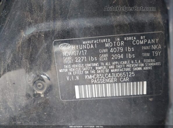 KMHC85LC4JU065125 2018 HYUNDAI IONIQ HYBRID Black ძრავის განყოფილების ხედი
