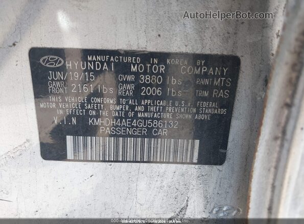 KMHDH4AE4GU586132 2016 HYUNDAI ELANTRA Серый Вид подкапотного пространства