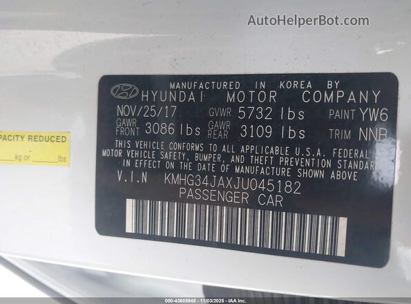 KMHG34JAXJU045182 2018 GENESIS G90 Белый Вид подкапотного пространства