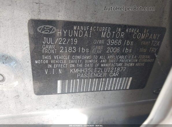 KMHH35LE2LU121877 2020 HYUNDAI ELANTRA GT Серый Вид подкапотного пространства