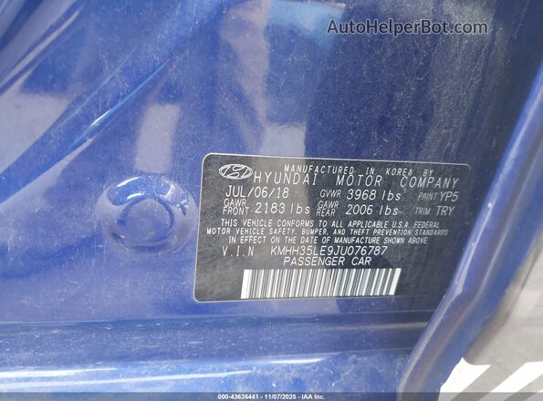 KMHH35LE9JU076787 2018 HYUNDAI ELANTRA GT Синий Вид подкапотного пространства