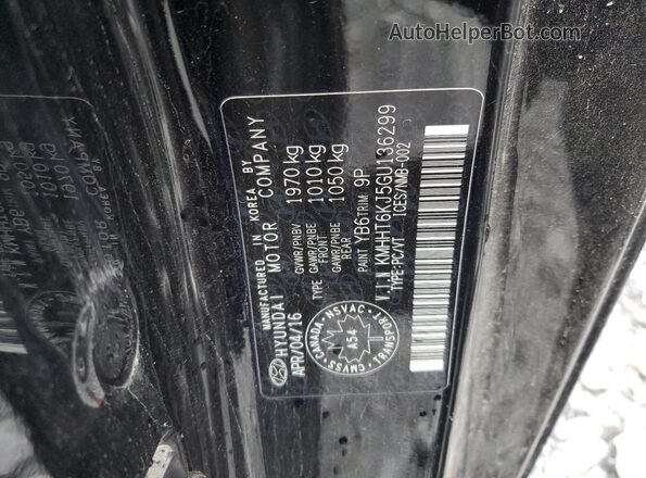 KMHHT6KJ5GU136299 2016 HYUNDAI GENESIS Black Vista de la etiqueta del VIN