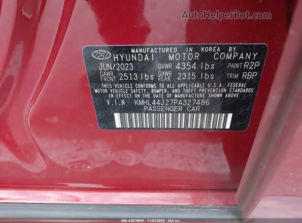 KMHL44J27PA327486 2023 HYUNDAI SONATA Красный Вид подкапотного пространства