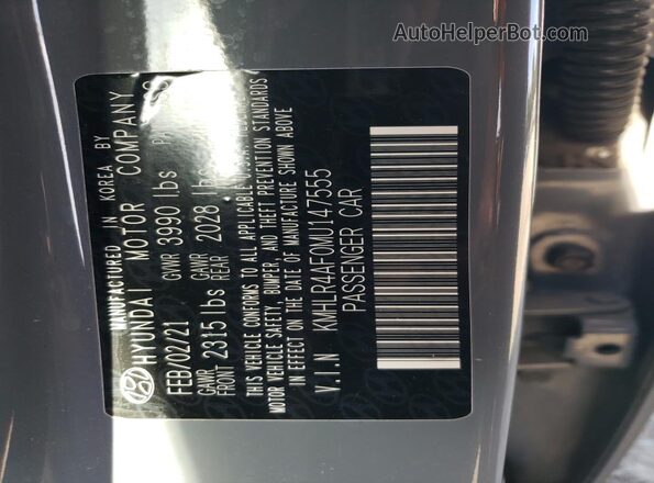KMHLR4AF0MU147555 2021 HYUNDAI ELANTRA Серый Вид подкапотного пространства