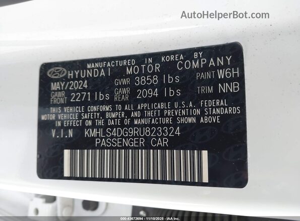 KMHLS4DG9RU823324 2024 HYUNDAI ELANTRA White Vista del compartimento del motor