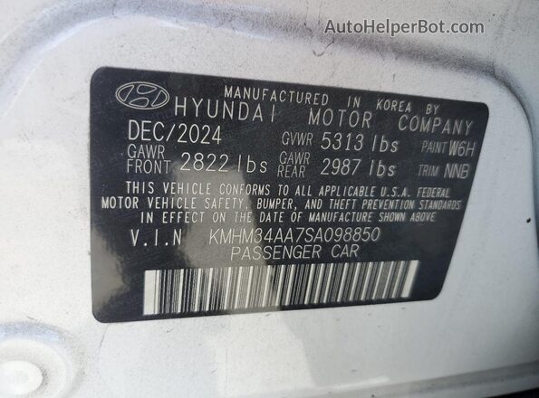 KMHM34AA7SA098850 2025 HYUNDAI IONIQ Белый Вид подкапотного пространства