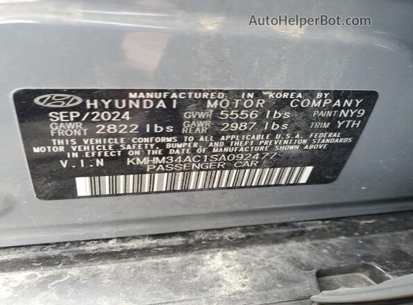 KMHM34AC1SA092477 2025 HYUNDAI IONIQ Серый Вид наклейки с VIN-кодом