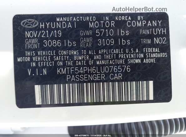 KMTF54PH6LU076576 2020 GENESIS G90 White Widok komory silnika