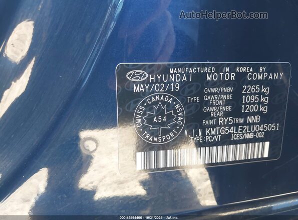 KMTG54LE2LU045051 2020 GENESIS G70 Синий Вид подкапотного пространства