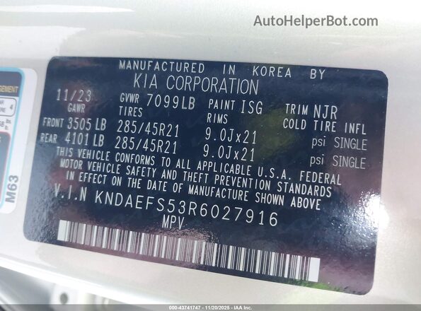 KNDAEFS53R6027916 2024 KIA EV9 Серый Вид подкапотного пространства