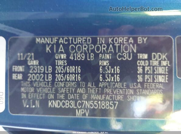 KNDCB3LC7N5518857 2022 KIA NIRO Синий Вид подкапотного пространства