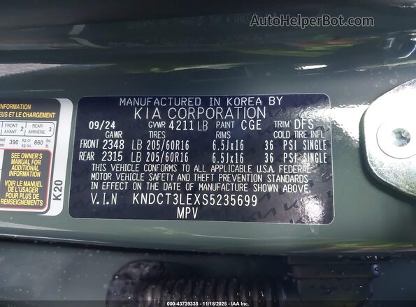 KNDCT3LEXS5235699 2025 KIA NIRO Green Widok komory silnika