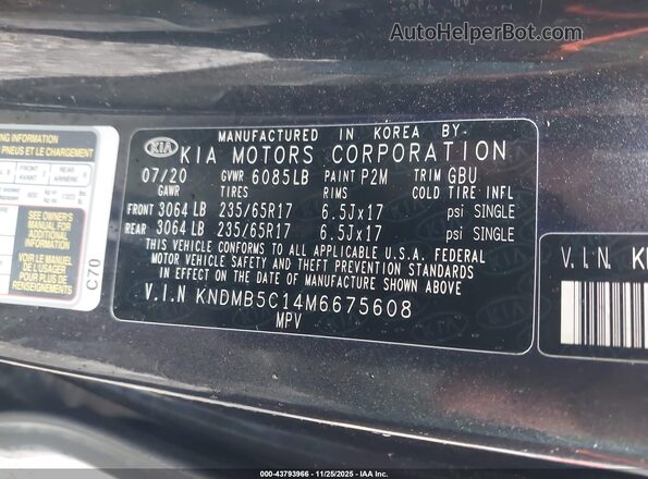 KNDMB5C14M6675608 2021 KIA SEDONA Black Engine compartment view