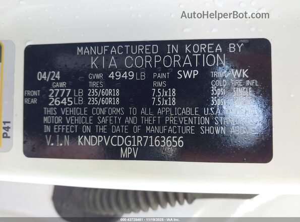 KNDPVCDG1R7163656 2024 KIA SPORTAGE HYBRID White Widok komory silnika