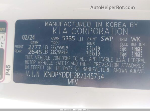 KNDPYDDH2R7145754 2024 KIA SPORTAGE PLUG-IN HYBRID Белый Вид подкапотного пространства