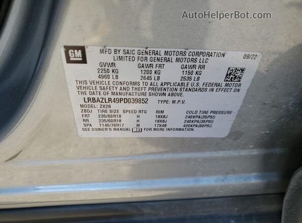LRBAZLR49PD039852 2023 BUICK ENVISION Gray VIN կոդի պիտակի տեսք