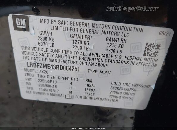 LRBFZME43RD064251 2024 BUICK ENVISION Black Vista del compartimento del motor