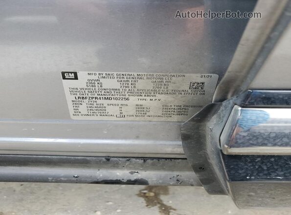 LRBFZPR41MD102256 2021 BUICK ENVISION Gray VIN კოდის სტიკერის ხედი