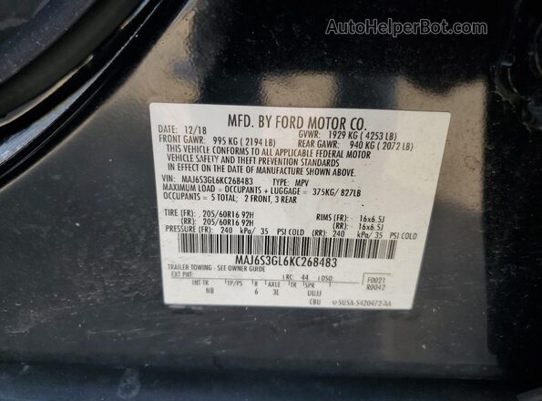 MAJ6S3GL6KC268483 2019 FORD ECOSPORT Black Widok komory silnika