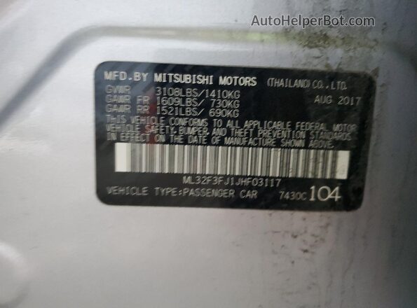 ML32F3FJ1JHF03117 2018 MITSUBISHI MIRAGE Silver Շարժիչի բաժամունքի տեսք