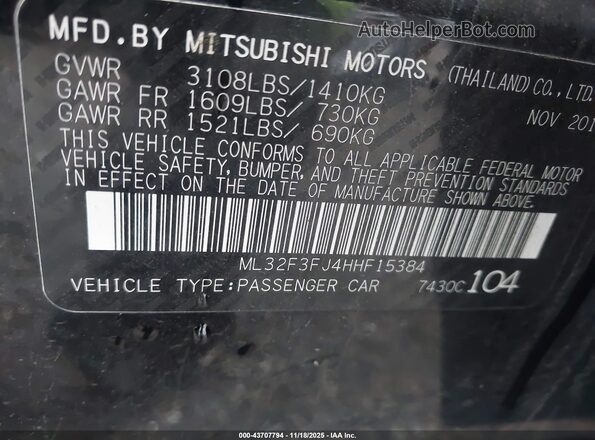 ML32F3FJ4HHF15384 2017 MITSUBISHI MIRAGE G4 Черный Вид подкапотного пространства