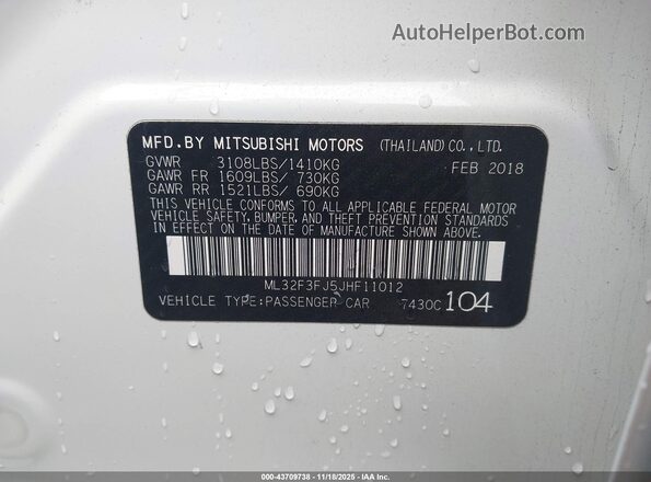 ML32F3FJ5JHF11012 2018 MITSUBISHI MIRAGE G4 Белый Вид подкапотного пространства