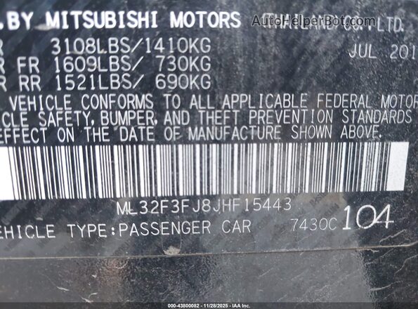 ML32F3FJ8JHF15443 2018 MITSUBISHI MIRAGE G4 Black Շարժիչի բաժամունքի տեսք