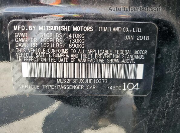 ML32F3FJXJHF10373 2018 MITSUBISHI MIRAGE Черный Вид подкапотного пространства