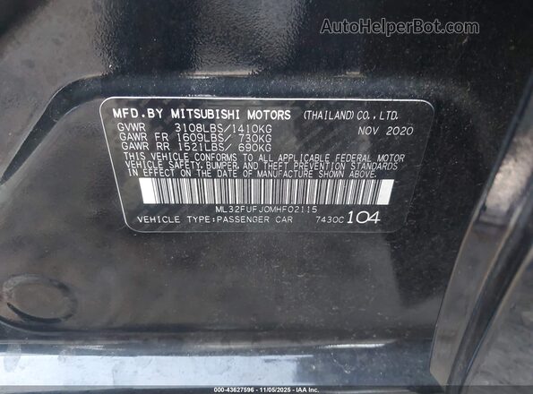 ML32FUFJ0MHF02115 2021 MITSUBISHI MIRAGE G4 Black Vista del compartimento del motor