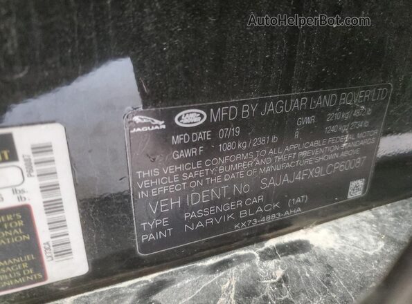 SAJAJ4FX9LCP60087 2020 JAGUAR XF Черный Вид подкапотного пространства
