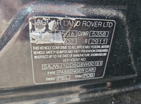 SAJWJ1CD5G8W00151 2016 JAGUAR XJ Черный Вид подкапотного пространства