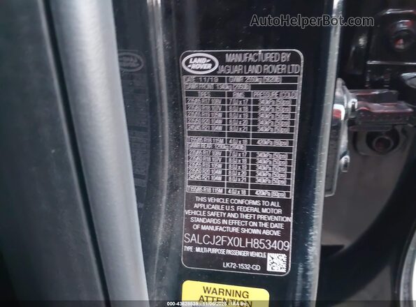 SALCJ2FX0LH853409 2020 LAND ROVER DISCOVERY SPORT Black Engine compartment view