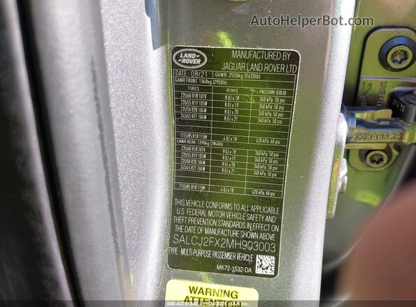 SALCJ2FX2MH903003 2021 LAND ROVER DISCOVERY SPORT Gray Vista del compartimento del motor