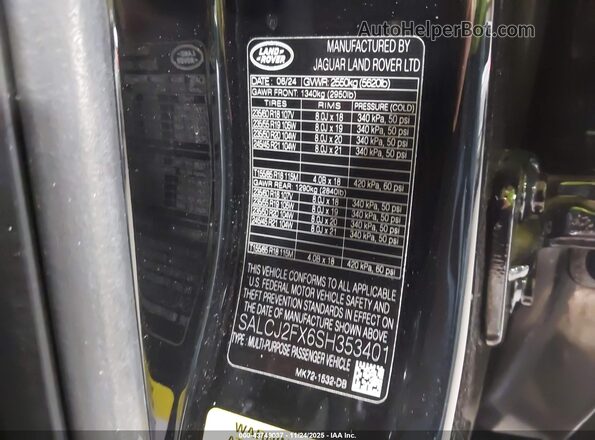 SALCJ2FX6SH353401 2025 LAND ROVER DISCOVERY SPORT Black Vista del compartimento del motor