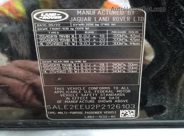 SALE2EEU2P2126103 2023 LAND ROVER DEFENDER Black Սալոնի 360 աստիճան տեսք