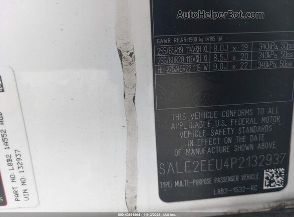 SALE2EEU4P2132937 2023 LAND ROVER DEFENDER Белый Вид подкапотного пространства