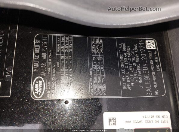 SALE9EEU4L2017714 2020 LAND ROVER DEFENDER Черный Вид подкапотного пространства
