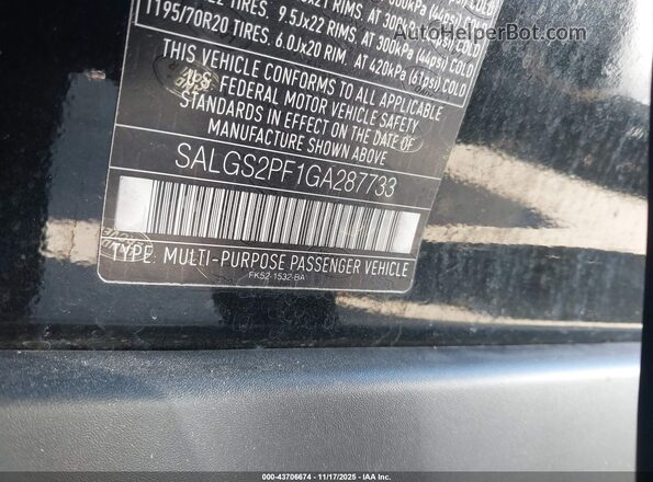 SALGS2PF1GA287733 2016 LAND ROVER RANGE ROVER Черный Вид подкапотного пространства