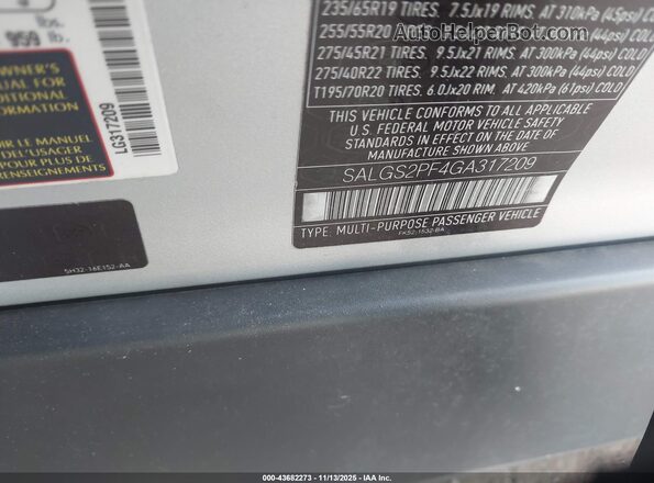 SALGS2PF4GA317209 2016 LAND ROVER RANGE ROVER Gray Engine compartment view