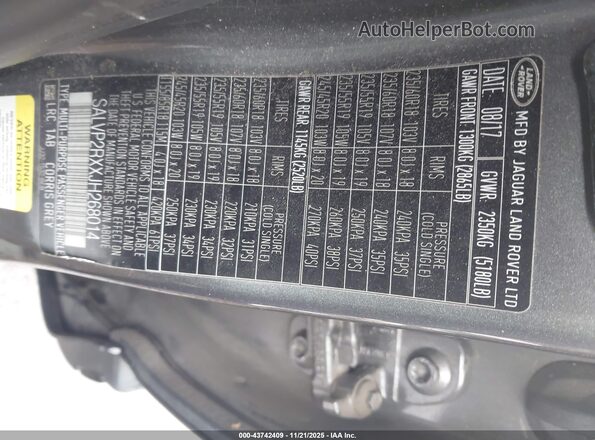 SALVP2RXXJH268014 2018 LAND ROVER RANGE ROVER EVOQUE Серый Вид подкапотного пространства
