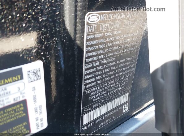 SALWR2SE0MA761432 2021 LAND ROVER RANGE ROVER SPORT Black Widok komory silnika